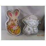 (2) Rabbit & Sheep WILTON vtg Alum Cake Pans