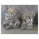 (2) TWEETY & SPIDERMAN Alum Wilton vtg Cake Pans