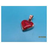 Sterling RedStone HEART 1' Pendant 8.8g