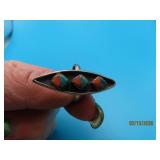 Pawn Sterling sz6.5 Ring 1.5'triangle Coral/Turq4g