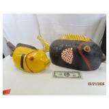 (2) HandCarved Primitive 22'/16'ish FISH Wooden