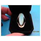vtg Sterling Mexico lg Turquoise sz7 Ring 5.8g