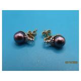 14kt Gold Tahitian Pearl Dia Earrings 2g