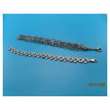 (2) Sterling 7' Bracelets Heart & Multi Link 18.4g