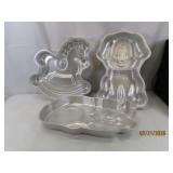 (3) WILTON Cat~Dog~Horse 15'ish Cake Alum Pans