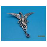 P BORDA Sterling Mermaid Goddess 2.5' Pendant 11g