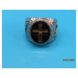 Mens sz9 CROSS designer Stainless Ring