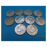 (10) 40% Silver KENNEDY Half Dollar Coins