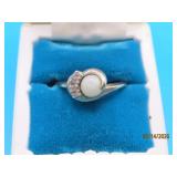 vintage 10kt White Gold & Pearl sz7.5 Ring 2.2g