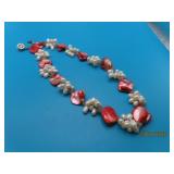 Cluster Red Coral & Pearl Beaded 17' Necklace