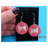 Sliver Alpaca Inlaid 1' Butterfly Earrings 7g