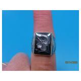 Sterling Hermantite Embossed sz8 Ring 10g