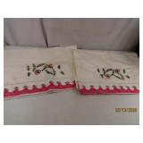 Pair NeedleWork BUTTERFLY Sewn Pillowcases DETAILD
