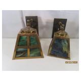 (2) vintage 10'ish Stained/Slag Glass Wall Lights