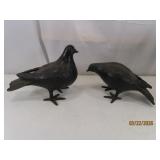 (2) vtg JAPAN Cast Iron 10' Figural Bird Figures