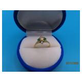 14kt Gold sz4.75 Ring 4stone GreenDiamond 2.35g