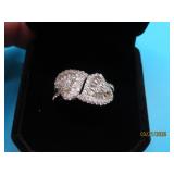 Sterling Heart-2-Heart CZ sz9 Ring 4.5g