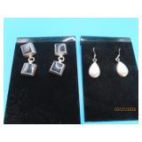 (2) Sterling BlackOnyx~WhiteMOP Earrings 10g