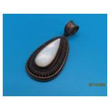 Large Sterling 2.25' White Stone Pendant 19g