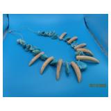 vintage Native Amer Turq & Horn/Bone 26' Necklace