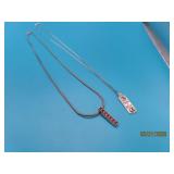 (2) Sterling LOVE/OrangeStone Necklaces 11g