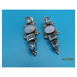 Sterling sgd 'GAC' 4blue Stone 2' Earrings 17g