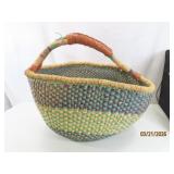 African Handwoven/Dyed 16'ish Round Handled Basket