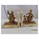 vintage SET impressive Marble Bookends COUPLE 7'