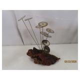 vintage 10' MCM Metal Flower Sculpture on Wood