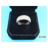 Sterling Full CZ Banded Cluster sz8 Ring 5.5g