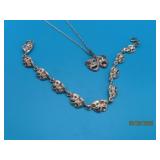 2pc Sterling Comedy/Tragedy Necklace/Bracelet 12g