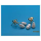 14kt Gold 3/4'dangle Rice Pearl Earrings 0.89g