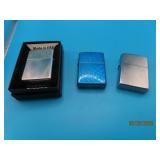 (3) ZIPPO silver & blue crackle Modern