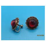 Sterling DragonsBreath Opal vtg 3/4' Earrings 10g