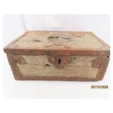 Primitive early 1800s? 15' Wood/Metal Trunk RARE