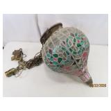 vintage Leaded Stained Glass Swag 18' Lamp