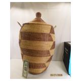 Fantastic African lg 28x16 Lidded Handwoven Basket