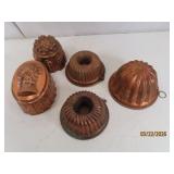 (5) Copperlike Wall Hanger antique Molds 6'ish
