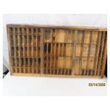 Antique 33x17 Wood Printers Tray Miniature Case