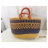 African HandWoven/Dyed handled Basket 20'x10'ish