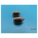 vtg Sterling & JadeType 3/4' Earrings 7.5g