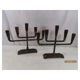 Antique Primitive 1800s Hammered Metal CandleStick