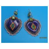 'ALDRICH' Sterling Heart Purple Stone Earrings 28g