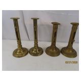 (2) antique Brass CandleStick SETS slideadjust