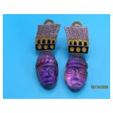 antique Sterling & Amethyst CarvedHead Earrings28g