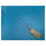 2.25 Celedon Jade Cicada Pendant 17' Sterling Nklc