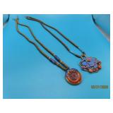 (2) antique Enamel MetalBeaded Necklace