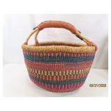 MultiColor Handwoven/Dyed African handled Basket