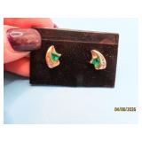 10kt Gold Emerald/Diamond 1/2' Earrings 2.8g