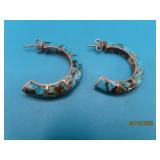 Pawn Sterling DY signed 1.25' Turq Earrings 8.5g